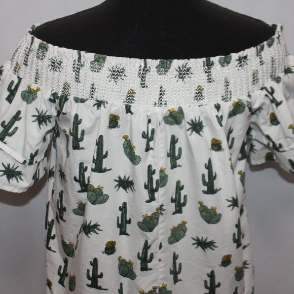 Blue Rain Cactus Off the Shoulders Top - Picture 2 of 12